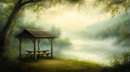 Wall Mural - A solitary bench beckons in the heart of lush forest, find peace and tranquility amidst nature's embrace