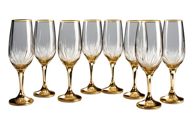 Poster - A set of elegant champagne flutes with a golden rim, isolated on a empty plain background