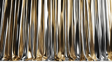 Poster - A shimmering metallic foil curtain backdrop, isolated on a empty plain background