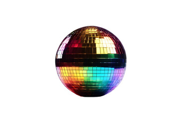 Poster - A small disco light ball casting colorful beams, isolated on a empty plain background