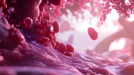 Poster - Captivating abstraction of vibrant pink and red organic fluid textures creating a mesmerizing dynamic and visually striking digital This image evokes a sense of energy imagination