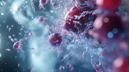 Aufkleber - Captivating close up image showcasing the mesmerizing beauty of frozen water droplets suspended in a dynamic iridescent liquid splash