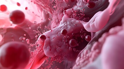 Leinwandbilder - Captivating Fluid Art Composition with Vibrant Pink and Red Hues in Dynamic Motion  Mesmerizing and visually striking abstract digital artwork featuring flowing swirling