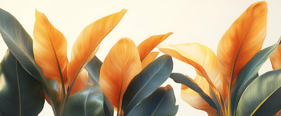 Wall Mural - Ornate Orange And Green Leaves Arrangement