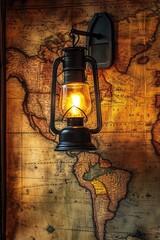 Canvas Print - Lantern on World Map