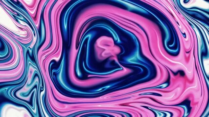 Aufkleber - Colorful abstract fluid art with pink blue and white swirls, vibrant color splash. Modern artistic design concept