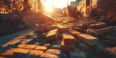 Wall Mural - Brick Wall Sunset