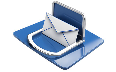 Poster - A classic email icon in blue and white, isolated on a empty plain background