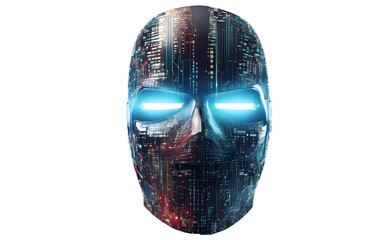 Poster - A cybersecurity hacker mask with a digital glitch effect, isolated on a empty plain background