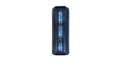 Poster - A futuristic data server tower with blinking lights, isolated on a empty plain background