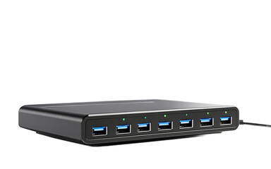Poster - A modern USB-C docking station with multiple ports, isolated on a empty plain background