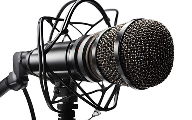 Poster - A professional podcast microphone with a pop filter, isolated on a empty plain background