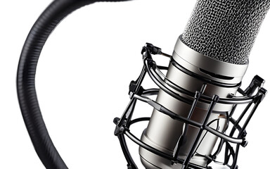 Poster - A professional podcast microphone with a pop filter, isolated on a empty plain background