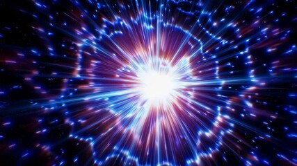 Poster - Bright explosion of light in cosmic space, dynamic energy burst concept