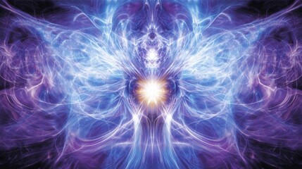 Poster - Abstract electric blue and violet light streaks radiating from a central point, creating a sci-fi aesthetic.
