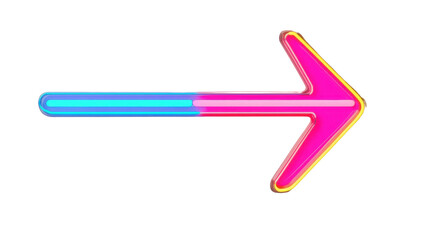 Poster - Glowing neon arrow pointing right on transparent background