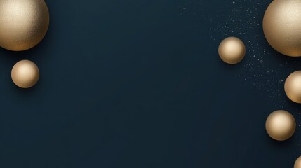 Poster - Abstract golden orbs floating on a dark blue canvas, creating a dreamy, luxurious atmosphere for branding and design.
