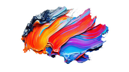 Poster - colorful brushstrokes of oil paint forming an abstract design on transparent background