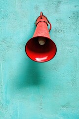 Wall Mural - Red Horn on Blue Wall