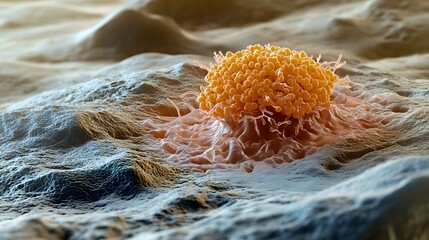 Poster - Closeup Detailed Microscopic View of Organic Cellular Structure and Microworld Texture  High magnification image revealing the intricate patterns shapes