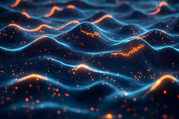 Poster - Abstract Glowing Data Wave Pattern