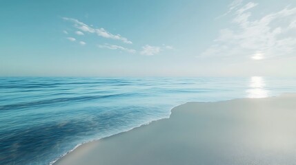 Wall Mural - Serene sandy ocean beach with golden coastal sands under breathtaking sky