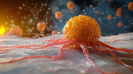 Poster - Closeup Microscopic View of a Viral Cell Structure or Microorganism in a Scientific Laboratory or Research Environment