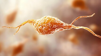 Fototapete - Closeup microscopic view of an intricate organic cellular structure in warm shades of orange and brown revealing the complex and fascinating world of microscopic life and scientific discovery