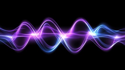Poster - Dynamic abstract light waves in deep violet and bright blue, forming a hypnotic, high-tech glowing design.