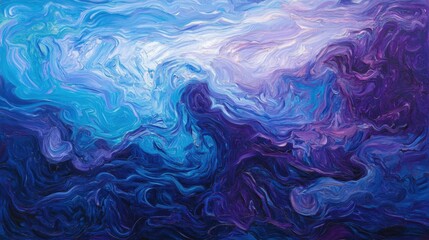 Poster - Dynamic abstract light waves in deep violet and bright blue, forming a hypnotic, high-tech glowing design.