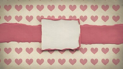 Poster - Heart patterned background for business with ripped paper and space