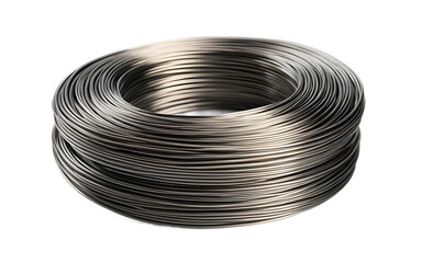 Poster - A coiled roll of industrial-grade steel wire, isolated on a empty plain background