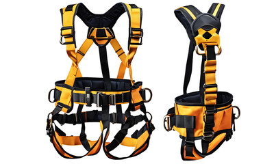 Poster - A construction worker’s safety harness with sturdy straps, isolated on a empty plain background