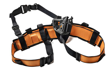 Poster - A construction worker’s safety harness with sturdy straps, isolated on a empty plain background