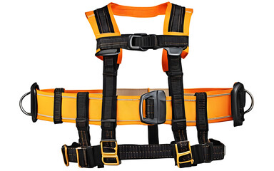 Poster - A construction worker’s safety harness with sturdy straps, isolated on a empty plain background