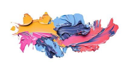 Poster - colorful oil paint strokes on transparent background creating abstract design