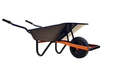 Poster - A rugged construction site wheelbarrow, isolated on a empty plain background