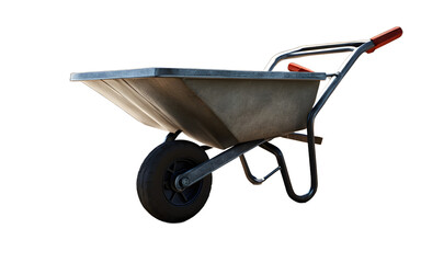 Poster - A rugged construction site wheelbarrow, isolated on a empty plain background