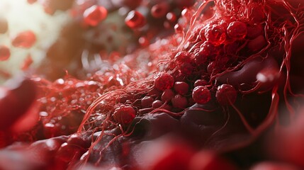 Poster - Closeup of vibrant red berries cluster with textured natural background  Healthy and fresh organic fruit superfood with antioxidants and vitamins  Abstract nature and decorative design