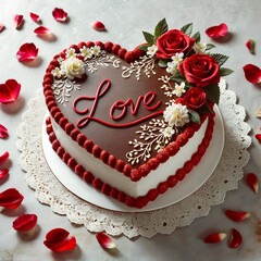 Wall Mural - chocolate cake to celebrate love is delicious.