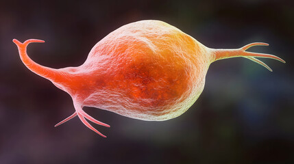 Poster - Detailed microscopic depicting the complex structure and anatomy of a biological cell or microorganism in a laboratory research and scientific setting