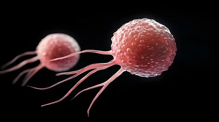Poster - Detailed microscopic view of a single biological cell structure showcasing its intricate patterns textures and microanatomical features