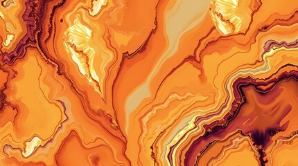 Poster - Abstract orange agate stone pattern with swirling lines and texture. Generative AI
