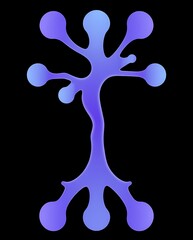 Poster - Abstract organic shape with blue and purple tones on a black background. Generative AI