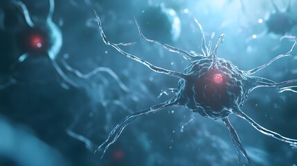Aufkleber - Detailed Microscopic View of an Intricate Neural Network Depicting the Complex Biological Signaling and Communication within the Brain Structure