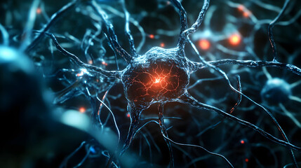 Leinwandbilder - Detailed microscopic view of the intricate neural network structure within the brain