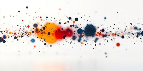 Poster - Colorful particles exploding and creating connections on white background