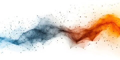 Poster - Abstract blue and orange particles flowing on white background