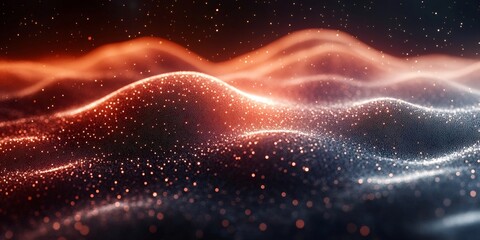 Poster - Abstract red and blue particles flowing and forming hills