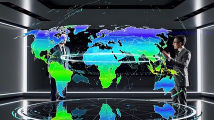 Aufkleber - Interactive technology enhances global collaboration in a futuristic workspace